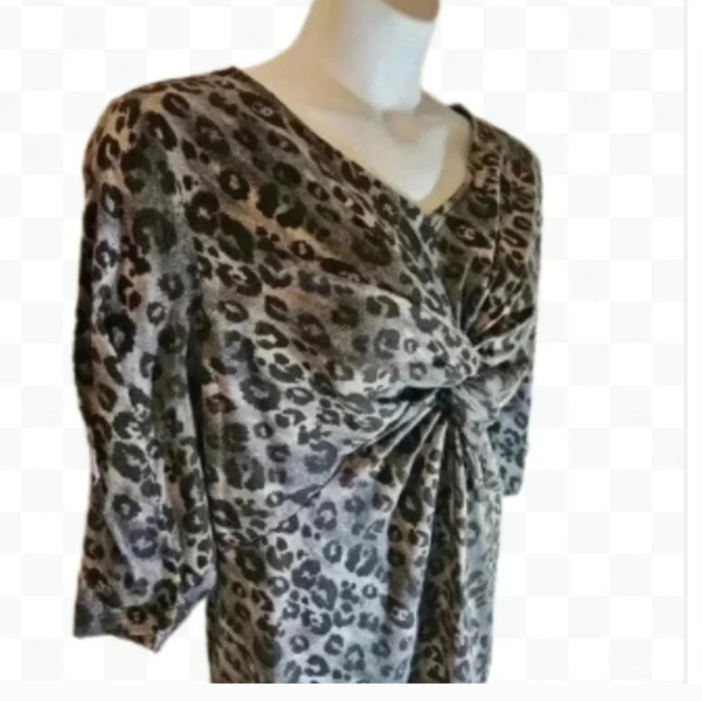 Catherine's Leopard-print Twist Knot Shirt Plus Size 2X